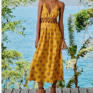 Coconut Tree Tapestry Macrame Yoke Maxi Dress